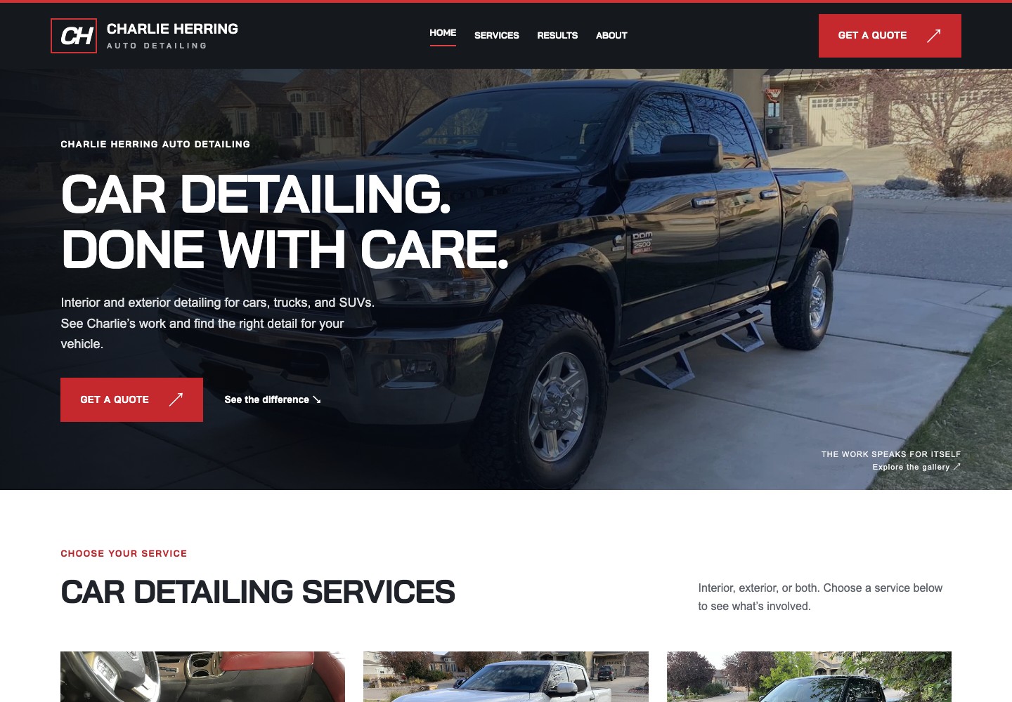 Actual Charlie Herring website design
